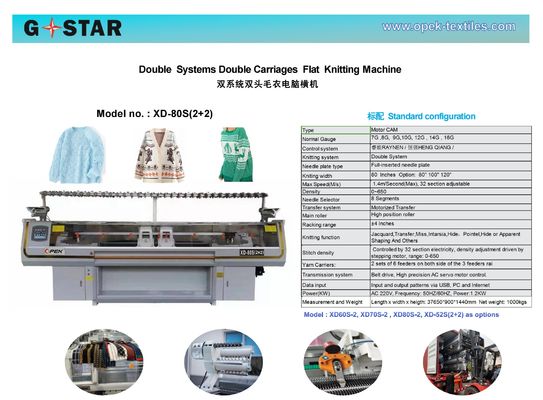 Flat Sweater Knitting Machine Dubbel systeem 80 inch 2500*850*1600mm Flat Knitting Style