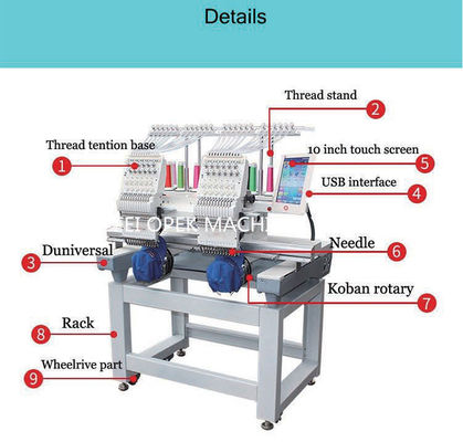 High Speed Multifunctional Chain Stitch Flat Tubular Embroidery Machine voor de overzeese markt