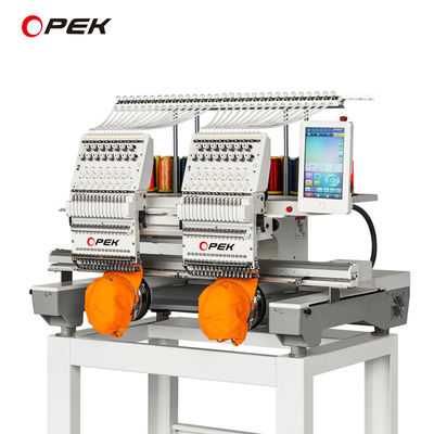 Geavanceerde dubbele kop borduurmachine voor kledingstukken en hoeden 450*400 mm Borduurgebied