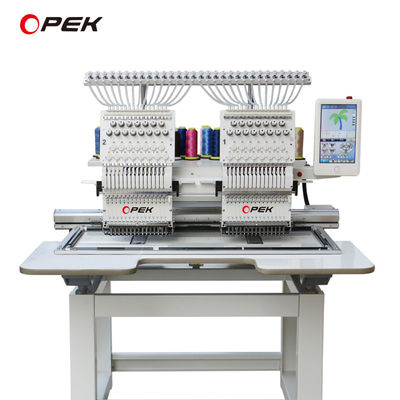 Geavanceerde dubbele kop borduurmachine voor kledingstukken en hoeden 450*400 mm Borduurgebied