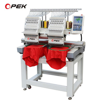 OPEK Twee Dubbele Dubbele Twee Koppen Borduurmachine voor Cap T-shirt Hoed Flat Computerized Verkoop